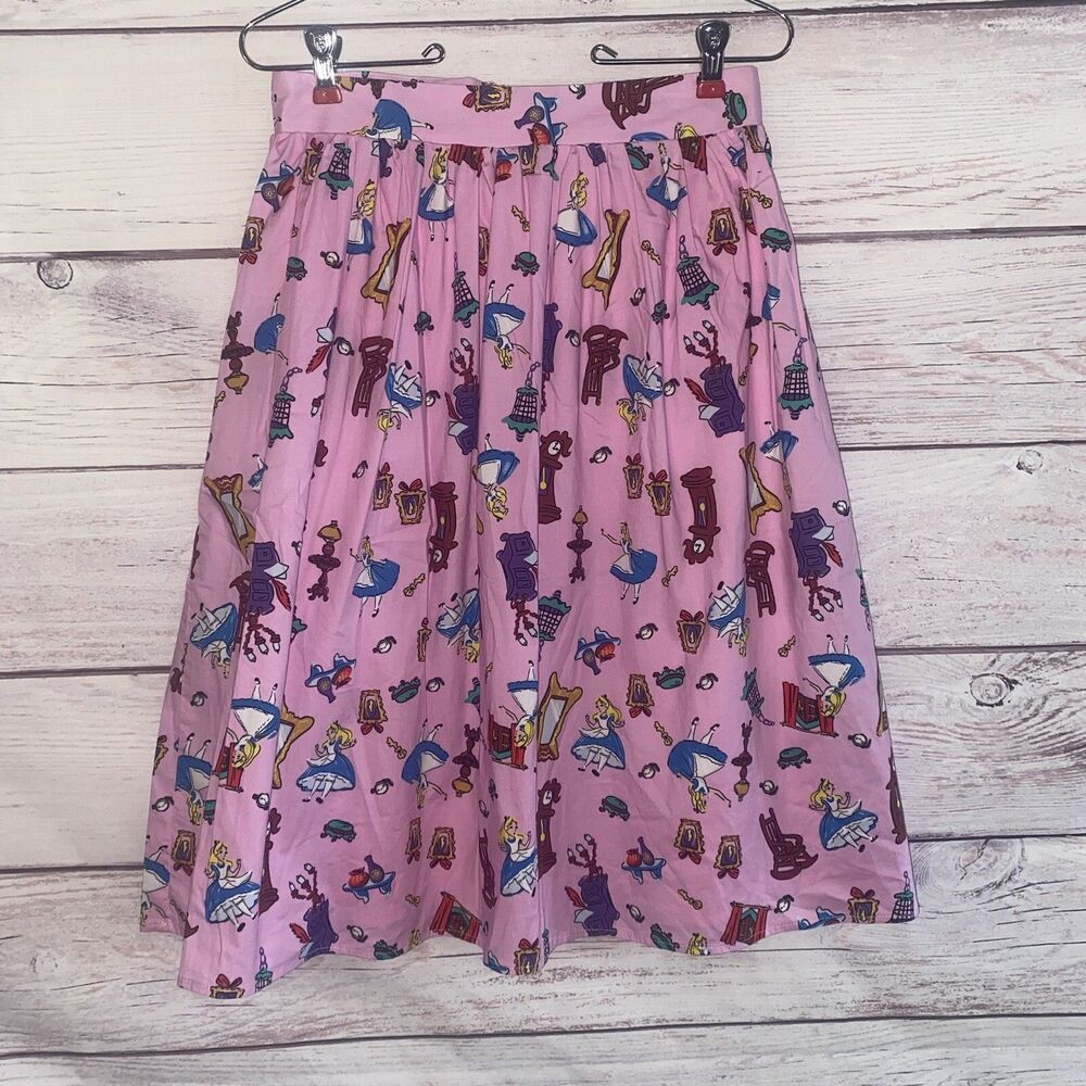 Disney Alice in Wonderland Pink Retro Skirt Womens Small Cheshire Cat NWT B30